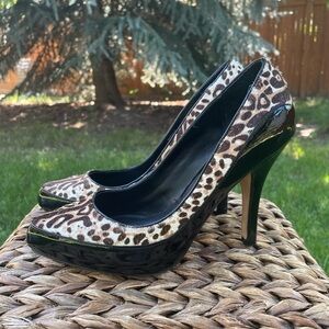 Marigold Leopard Hair Calf Platform Pumps by White House Black Market